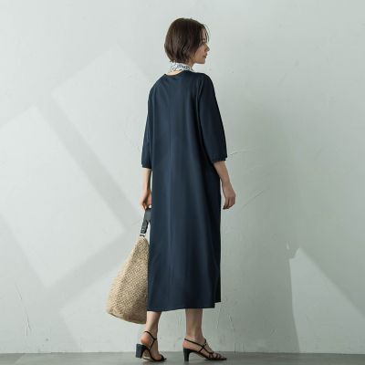 【ＷＥＢ限定】【ロング丈あり】ベルト付きタックスリーブワンピース≪洗える≫