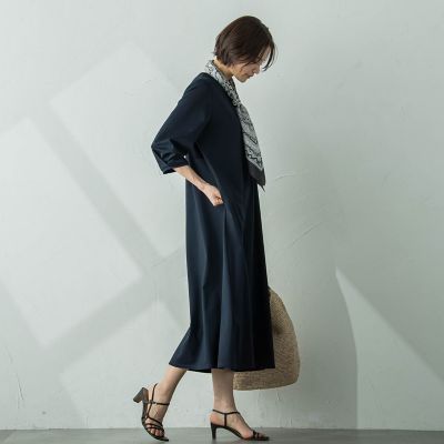【ＷＥＢ限定】【ロング丈あり】ベルト付きタックスリーブワンピース≪洗える≫