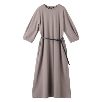 【ＷＥＢ限定】【ロング丈あり】ベルト付きタックスリーブワンピース≪洗える≫