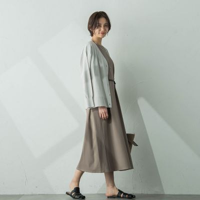 【ＷＥＢ限定】【ロング丈あり】ベルト付きタックスリーブワンピース≪洗える≫