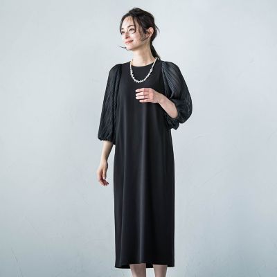 ＜LAUTREAMONT (Women)＞アチェローザバックサテン袖プリーツワンピース≪洗濯機で洗える≫