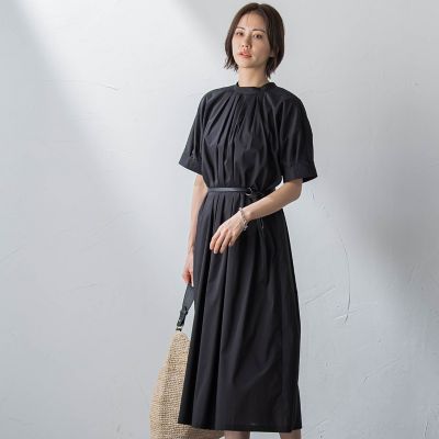 【ＷＥＢ限定】防シワベルト付きネックギャザーワンピース≪洗濯機で洗える≫
