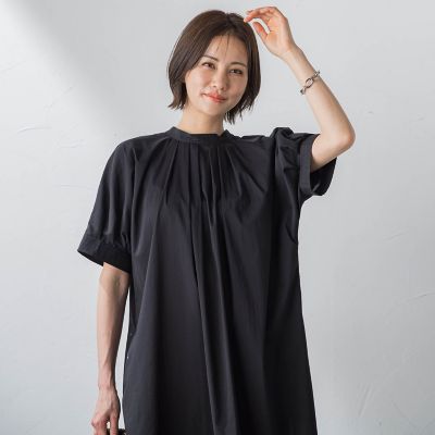 【ＷＥＢ限定】防シワベルト付きネックギャザーワンピース≪洗濯機で洗える≫