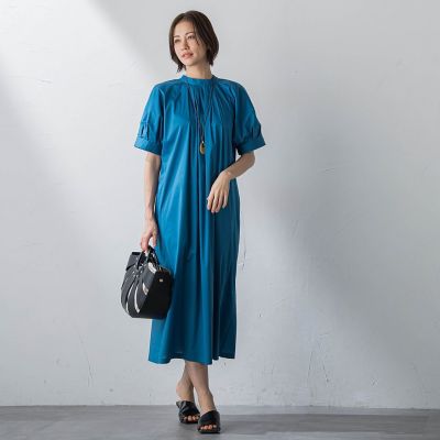 【ＷＥＢ限定】防シワベルト付きネックギャザーワンピース≪洗濯機で洗える≫