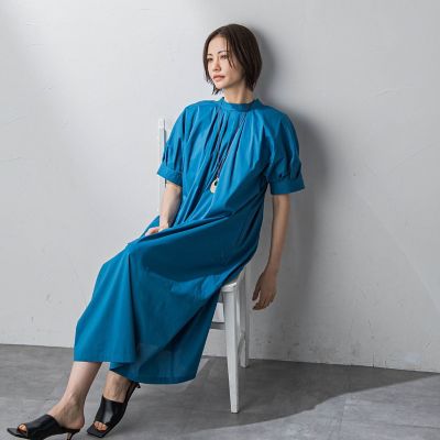 【ＷＥＢ限定】防シワベルト付きネックギャザーワンピース≪洗濯機で洗える≫
