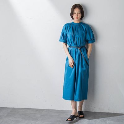【ＷＥＢ限定】防シワベルト付きネックギャザーワンピース≪洗濯機で洗える≫