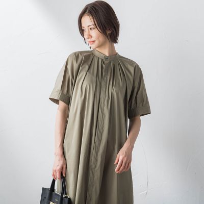 【ＷＥＢ限定】防シワベルト付きネックギャザーワンピース≪洗濯機で洗える≫