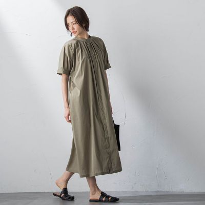 【ＷＥＢ限定】防シワベルト付きネックギャザーワンピース≪洗濯機で洗える≫
