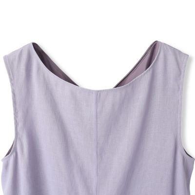 【ＷＥＢ＆一部店舗限定】麻調ボートネックフレアワンピース≪洗濯機で洗える≫