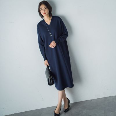 ＜LAUTREAMONT (Women)＞【ＷＥＢ限定】Ｖネックニットワンピース≪手洗い可能≫