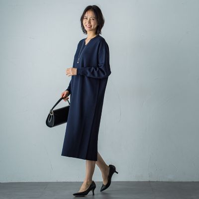 【ＷＥＢ限定】Ｖネックニットワンピース≪手洗い可能≫