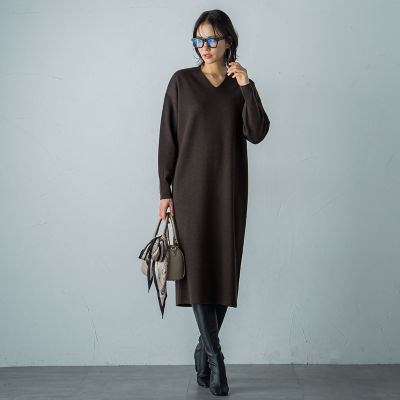 【ＷＥＢ限定】Ｖネックニットワンピース≪手洗い可能≫