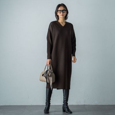 【ＷＥＢ限定】Ｖネックニットワンピース≪手洗い可能≫