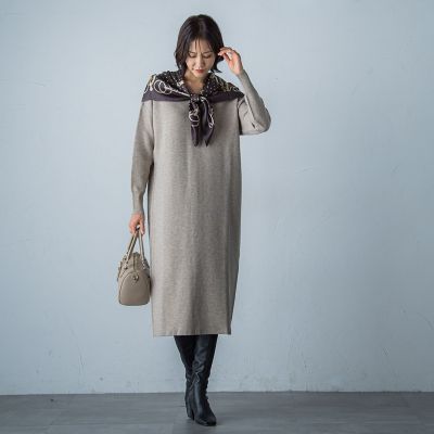 【ＷＥＢ限定】Ｖネックニットワンピース≪手洗い可能≫