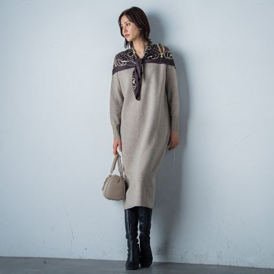 【ＷＥＢ限定】Ｖネックニットワンピース≪手洗い可能≫
