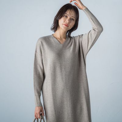 【ＷＥＢ限定】Ｖネックニットワンピース≪手洗い可能≫