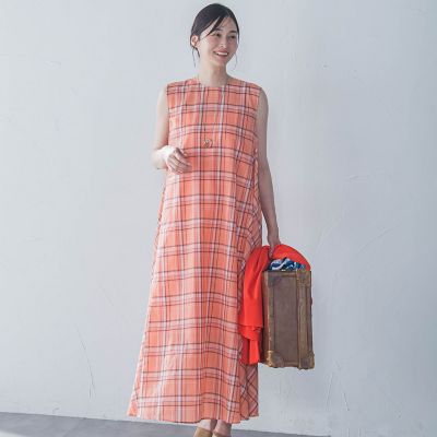 ＜LAUTREAMONT (Women)＞マドラスチェックワンピース≪洗濯機で洗える≫