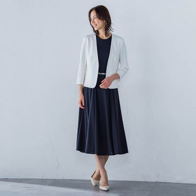 フィットアンドフレアワンピース≪洗濯機で洗える≫