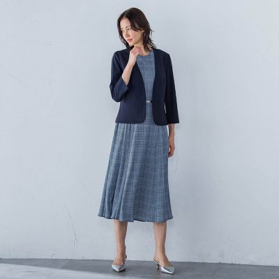 フィットアンドフレアワンピース≪洗濯機で洗える≫