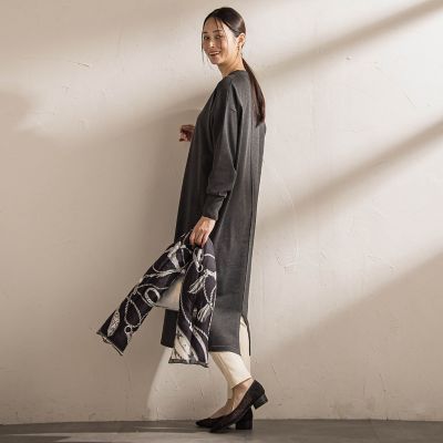 WEB限定】Vネックニットワンピース≪丈長めあり／手洗い可能