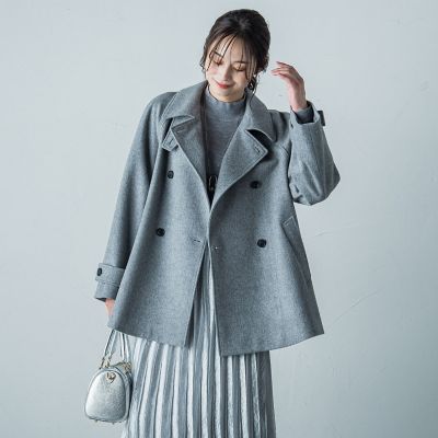 LAUTREAMONT コート ピーコート ベージュ グレー オフィスカジュアル 固