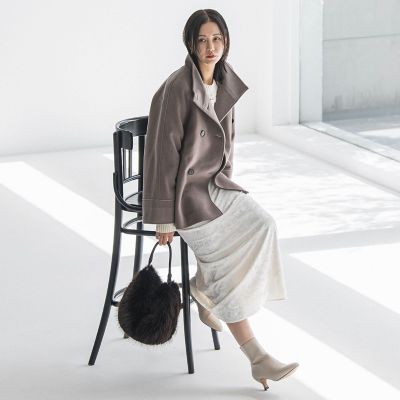 カシミヤ100% LAUTRE AMONT ロートレアモン ベルテッドコート L 
