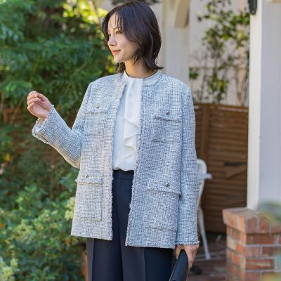 【新品未使用タグ付⭐︎】ロートレアモン　ストレッチツィードジャケット　ホワイト36 ストレッチツィードジャケット | LAUTREAMONT (Women)/ロートレアモン