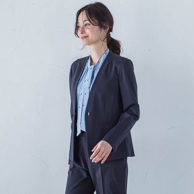 コンフォートノーカラージャケット≪洗濯機で洗える／セットアップ対応≫