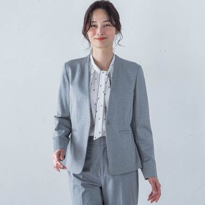 コンフォートノーカラージャケット≪洗濯機で洗える／セットアップ対応≫