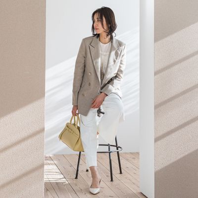 リネンライクテーラードジャケット≪手洗い可能≫