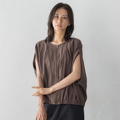 【SALE】LAUTREAMONT (Women)/ロートレアモン スリットスリーブノーカラーブルゾン&#8810;手洗い可能&#8811; 10ブラウン コート・ジャケット【三越伊勢丹/公式】