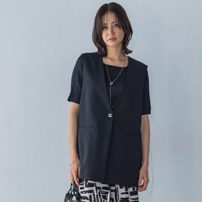 Ｖカラーリネンライクジレ≪洗濯機で洗える≫