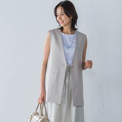 ＜LAUTREAMONT (Women)＞Ｖカラーリネンライクジレ≪洗濯機で洗える≫