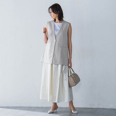 Ｖカラーリネンライクジレ≪洗濯機で洗える≫