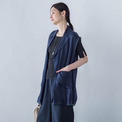 【ＷＥＢ限定】フィブリルタフタロングジレ　≪手洗い可能≫