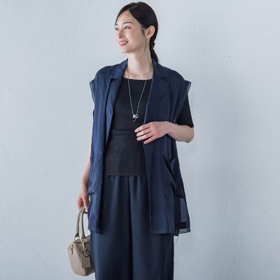 【ＷＥＢ限定】フィブリルタフタロングジレ　≪手洗い可能≫