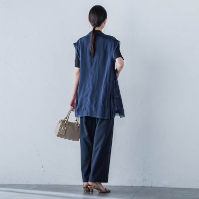 【ＷＥＢ限定】フィブリルタフタロングジレ　≪手洗い可能≫
