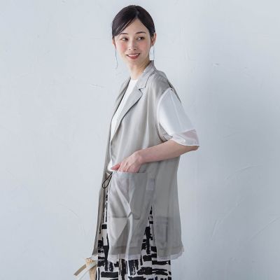 【ＷＥＢ限定】フィブリルタフタロングジレ　≪手洗い可能≫