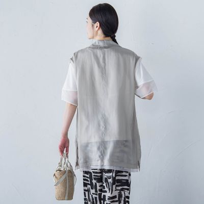 【ＷＥＢ限定】フィブリルタフタロングジレ　≪手洗い可能≫