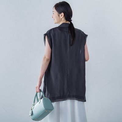 【ＷＥＢ限定】フィブリルタフタロングジレ　≪手洗い可能≫