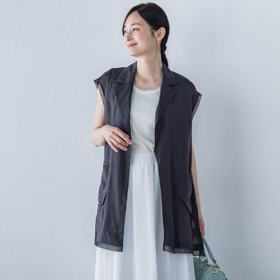 【ＷＥＢ限定】フィブリルタフタロングジレ　≪手洗い可能≫