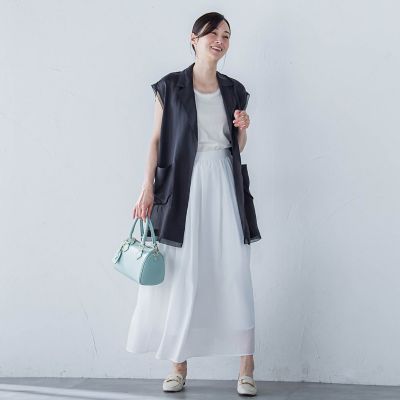【ＷＥＢ限定】フィブリルタフタロングジレ　≪手洗い可能≫