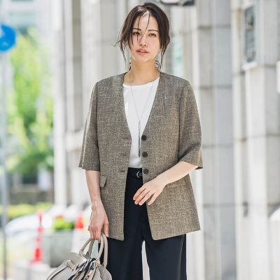 ＜LAUTREAMONT (Women)＞トリッカースラブハーフスリーブジャケット≪手洗い可能・防シワ・ＵＶ≫