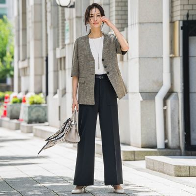トリッカースラブハーフスリーブジャケット≪手洗い可能・防シワ・UV