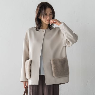 ＜LAUTREAMONT (Women)＞トリプルクロスファーポケットジャケット≪手洗い可能≫