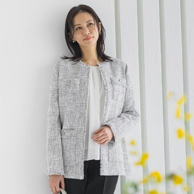 ＜LAUTREAMONT (Women)＞ストレッチツイードミドルジャケット