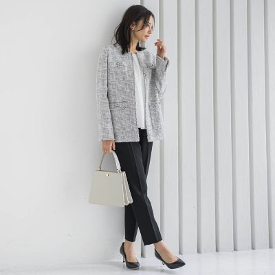 【新品未使用タグ付⭐︎】ロートレアモン　ストレッチツィードジャケット　ホワイト36 ストレッチツイードジャケット | LAUTREAMONT (Women)/ロートレアモン