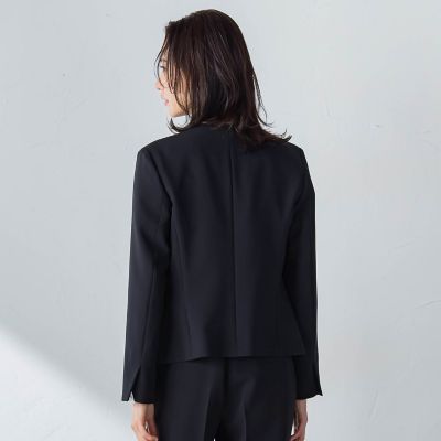 美品ロートレアモン セットアップ ノーカラージャケット パンツ ネイビー S〜M トリクシオンノーカラージャケット≪セットアップ対応／手洗い可能