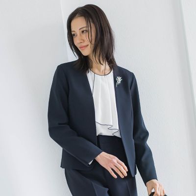 ＜LAUTREAMONT (Women)＞トリクシオンノーカラージャケット≪セットアップ対応／手洗い可能≫