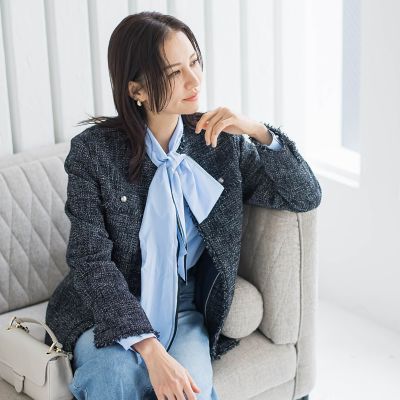 WEB限定 13号】ストレッチツイードミドルジャケット